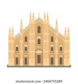 duomo di milano. Milan, italy famous cathedral vector illustration.