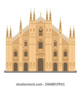 duomo di milano. Milan, italy famous cathedral vector illustration.