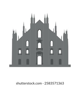 duomo di milano. Milan, italy famous cathedral icon vector illustration.