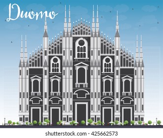 Duomo. Milan. Italy. Vector Illustration. Tourism Concept with Historic Building. Image for Presentation Banner Placard and Web Site.
