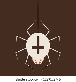 Duotone Cartoon halloween Spider crusader icon. Funny and evil emotions. Isolated on neutral brown background. Halloween Vector art.