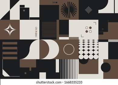 Duotone Colored Digital Collage Of Vector Abstract Infographic Elements Made With Geometric Shapes And Forms, Useful For Web Background, Website Header, Poster Design, Digital Print, Cover Artwork.