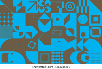 Collage digital de colores duotónicos de elementos infográficos abstractos vectoriales realizados con formas y formas geométricas, útiles para el fondo web, encabezado de sitio web, diseño de afiches, impresión digital, ilustración de portada.