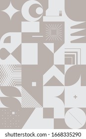 Duotone colored digital collage of vector abstract infographic elements made with geometric shapes and forms, useful for web background, website header, poster design, digital print, cover artwork.