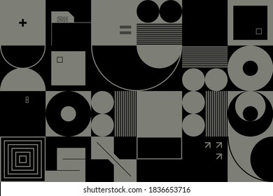 Duotone Colored Digital Collage Of Vector Abstract Infographic Elements Made With Geometric Shapes And Forms, Useful For Web Background, Website Header, Poster Design, Digital Print, Cover Artwork.