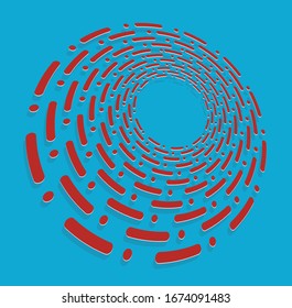 duotone curly, coil, gyration volute shape. twine vortex rotating in concentric, radial, radiating and circular, circling fashion