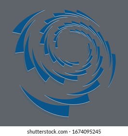 duotone curly, coil, gyration volute shape. twine vortex rotating in concentric, radial, radiating and circular, circling fashion