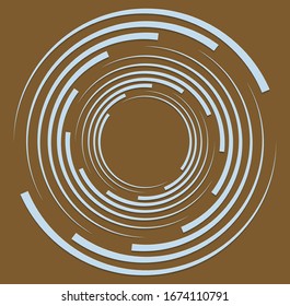 duotone curly, coil, gyration volute shape. twine vortex rotating in concentric, radial, radiating and circular, circling fashion