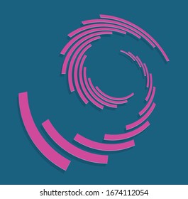 duotone curly, coil, gyration volute shape. twine vortex rotating in concentric, radial, radiating and circular, circling fashion
