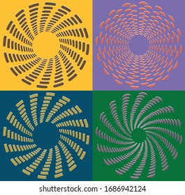 duotone curly, coil, gyration volute shape. twine vortex rotating in concentric, radial, radiating and circular, circling fashion