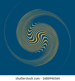 duotone curly, coil, gyration volute shape. twine vortex rotating in concentric, radial, radiating and circular, circling fashion