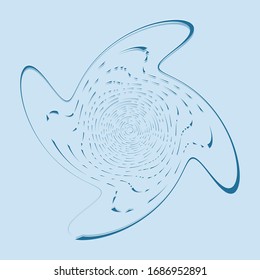 duotone curly, coil, gyration volute shape. twine vortex rotating in concentric, radial, radiating and circular, circling fashion