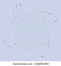duotone curly, coil, gyration volute shape. twine vortex rotating in concentric, radial, radiating and circular, circling fashion