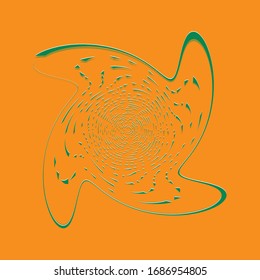 duotone curly, coil, gyration volute shape. twine vortex rotating in concentric, radial, radiating and circular, circling fashion