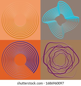 duotone curly, coil, gyration volute shape. twine vortex rotating in concentric, radial, radiating and circular, circling fashion