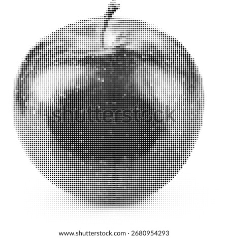 Duotone Dots Red Apple Halftone Dot Vector Illustration