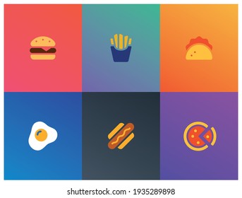 Duotone fastfood icons with gradient background.