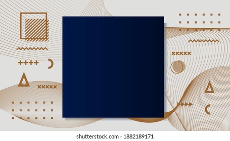 Duotone gradient background with geometric wavy line shapes Vector