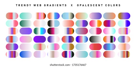 Duotone and holographic opalescent gradient swatches for design.