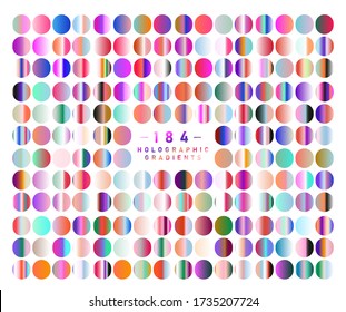 Duotone and holographic opalescent gradient swatches for design.