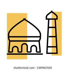 duotone icon is an abstract yellow mosque and black line