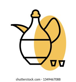 the duotone icon where the drinking water is abstract yellow and the black line