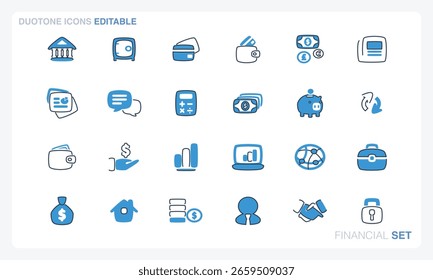Duotone vector icon in a modern flat style, themed around Finance. Perfect for apps, websites, presentations, and UI design. Scalable and fully editable.