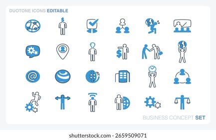 Duotone Vektorsymbol im modernen Flachstil, thematisch um Business Concept. Perfekt für Apps, Websites, Präsentationen und UI-Design. Skalierbar und vollständig editierbar.