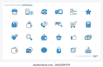 Duotone vector icon in a modern flat style, themed around e-commerce. Perfect for apps, websites, presentations, and design projects