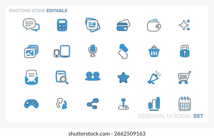 Icono de Vector Duotone en un estilo plano moderno, con temática en torno a Elementos esenciales de interfaz de usuario para las redes sociales y la interacción en línea. Perfecto para App, Sitios web, presentaciones y proyectos de diseño.