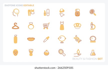 Duotone Vektorsymbol in einem modernen flachen Stil, thematisch um Schönheit und Mode. Ideal für Apps, Websites, Präsentationen und Designprojekte. Vollständig skalierbar und editierbar.