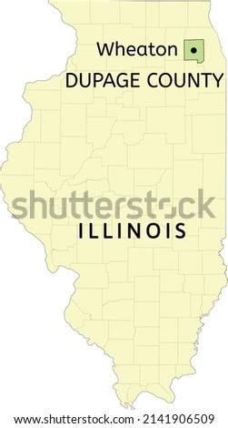 DuPage County and city of Wheaton location on Illinois state map
