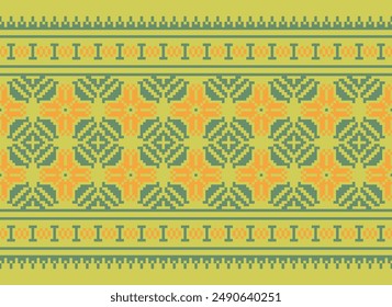 Dupatta Pattern Seamless Australian aboriginal pattern Motif embroidery, Pixel Ikat embroidery vector Design for Print tie dyeing pillowcase sambal puri kurti mughal architecture