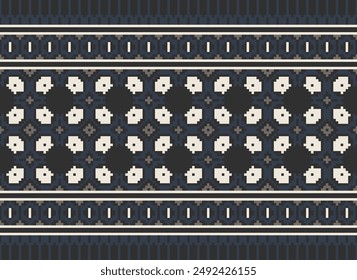 Patrón de Dupatta Patrón aborigen australiano sin fisuras Bordado de motivos, Pixel Ikat bordado Vector Diseño para Imprimir jacquard patrón eslavo folclore patrón kente arabesco
