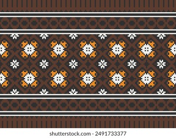 Dupatta Pattern Seamless Bandana print silk Motif embroidery, Pixel Ikat embroidery vector Design for Print scandinavian pattern saree ethnic nativity gypsy pattern