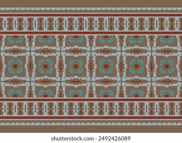 Patrón de Dupatta Seamless Bandana print seda Motif bordado, Pixel Ikat bordado Vector Diseño para Imprimir patrón de encaje cerámica turca antiguo egipto arte jacquard patrón