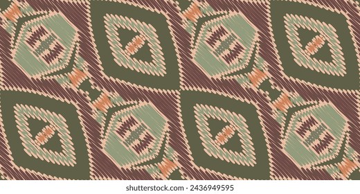 Patrón de Dupatta sin costura nativo americano, bordado de motivos, vector de bordado Ikat Diseño para imprimir tiras de teñido funda de almohada sambal puri kurti mughal arquitectura