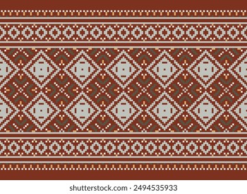 Patrón de Dupatta Patrón escandinavo sin fisuras bordado de motivos, diseño de Vector de bordado de Pixel Ikat para impresión de teñido de corbata funda de almohada sambal puri kurti mughal architecture