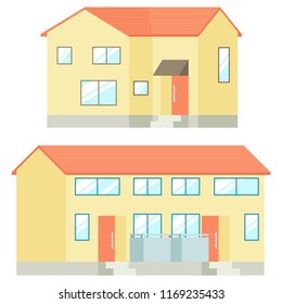 duplex apartment and house illustration set