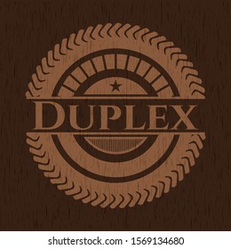 Duplex badge with wooden background