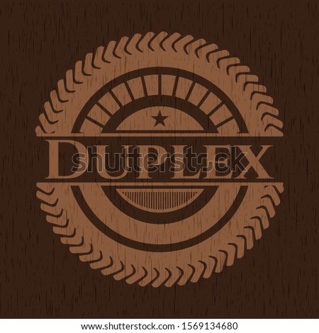 Duplex badge with wooden background