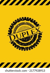 Duplex Black Grunge Emblem With Yellow Background. Vector Illustration. Detailed. 