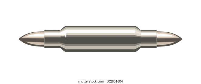 Duplex bullet. Dangerous on both sides. Business concept. Isolated on white background.