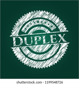 Duplex chalkboard emblem written on a blackboard