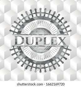 Emblema gris dúplex con fondo blanco cubo
