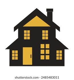 duplex house black color vector silhouette