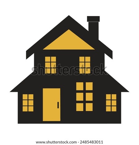 duplex house black color vector silhouette