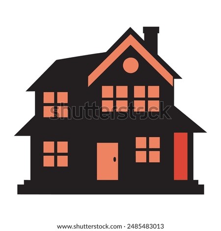 duplex house black color vector silhouette