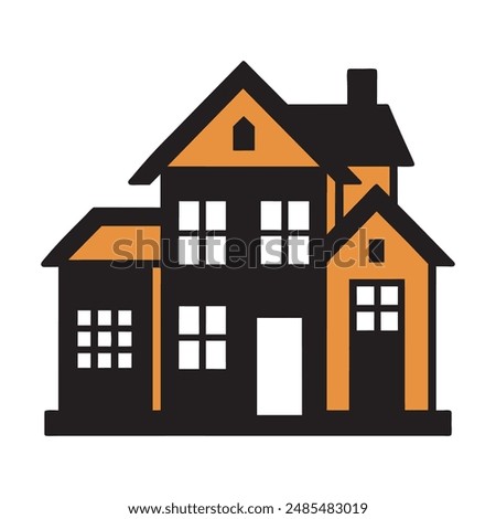 duplex house black color vector silhouette
