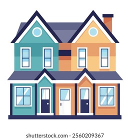 Duplex house colored vector. Duplex house